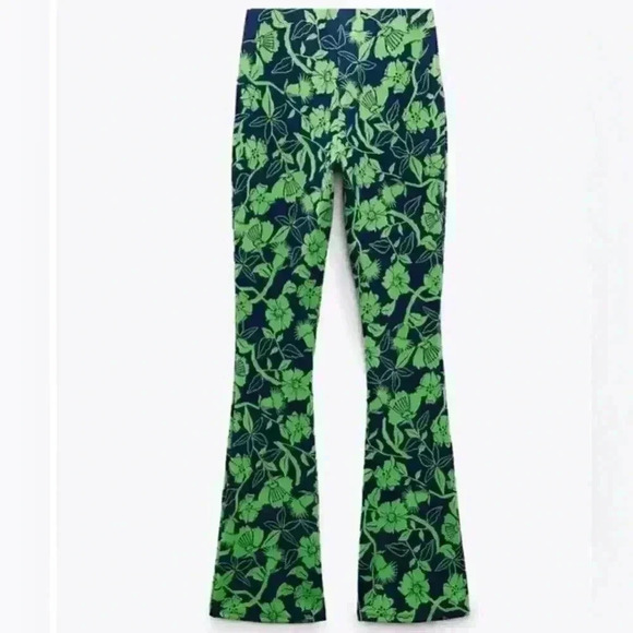 Zara High Waisted Jacquard Wide leg Pants - Picture 4 of 11